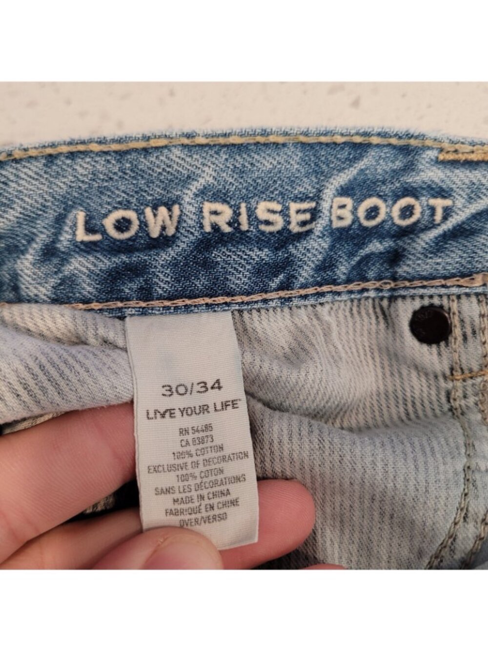 American Eagle Low Rise Boot Jeans Mens 30x34 Act 32x33 Blue Distressed Denim - Picture 9 of 10